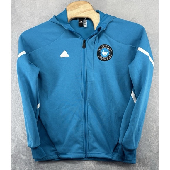 Adidas Charlotte Football Club Team Issued Blue Full Zip Hoodie MLS Men's Size M